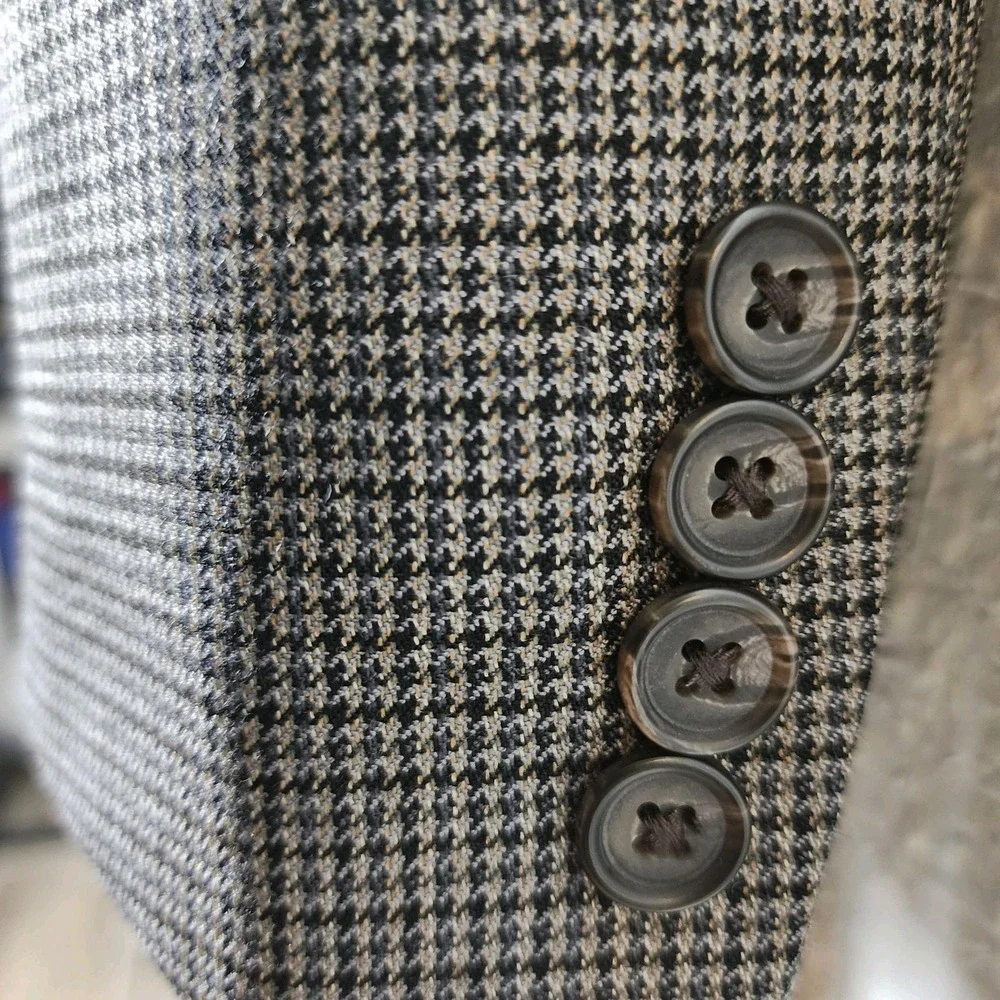 Lauren Ralph Lauren‎ LRL Sport Coat Mens 46L Gray Houndstooth Wool Blazer Career